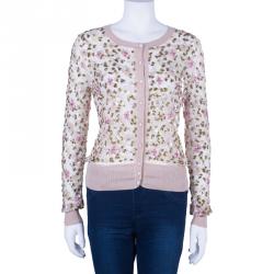 Pre Owned Valentino Floral Embellished Cardigan M