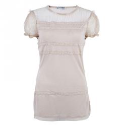 Pre Owned Valentino Beige Embellished Top M
