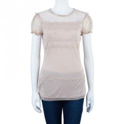 Pre Owned Valentino Beige Embellished Top M