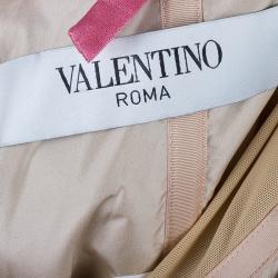 Pre Owned Valentino Pink Strapless Floral Brooch Gown L