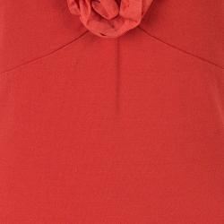 Pre Owned Valentino Red Sleeveless Rosette Detail Top S