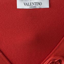 Pre Owned Valentino Red Sleeveless Rosette Detail Top S