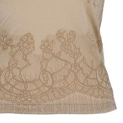 Pre Owned Valentino Beige Lace Print Cotton Top XS