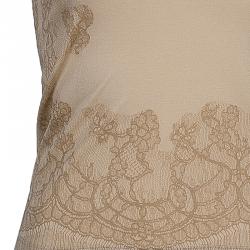 Pre Owned Valentino Beige Lace Print Cotton Top XS
