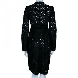 Pre Owned Valentino Black Pony Hair Cutout Coat S