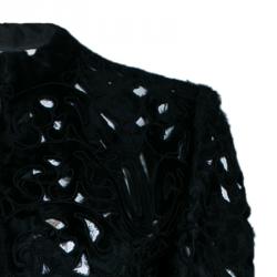 Pre Owned Valentino Black Pony Hair Cutout Coat S