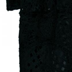 Pre Owned Valentino Black Pony Hair Cutout Coat S