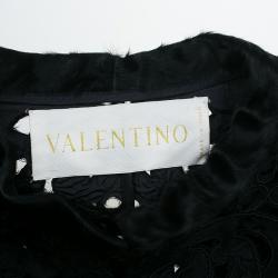 Pre Owned Valentino Black Pony Hair Cutout Coat S