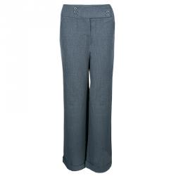 Pre Owned Valentino Grey Wide Leg Tailored Pants M