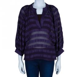 Pre Owned Valentino Purple Silk Top M