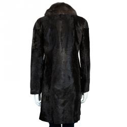 Pre Owned Valentino Brown Lamb Fur Coat S