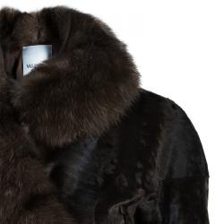 Pre Owned Valentino Brown Lamb Fur Coat S