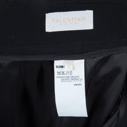 Pre Owned Valentino Black Satin Wool Skirt M
