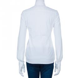 Pre Owned Valentino White Rose Detail Shirt S