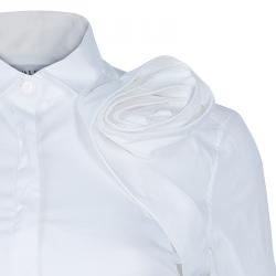 Pre Owned Valentino White Rose Detail Shirt S