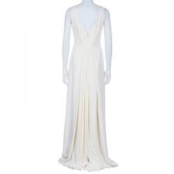 Pre Owned Valentino Cream Embellished Maxi Dress M
