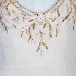 Pre Owned Valentino Cream Embellished Maxi Dress M