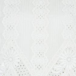 Pre Owned Valentino White Floral Eyelet Embroidered Pintuck Detail Long Sleeve Blouse M