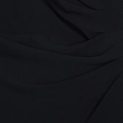 Pre Owned Valentino Black Ruched Side Floral Applique Detail Sleeveless Dress M