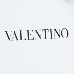 Pre Owned Valentino Black Ruched Side Floral Applique Detail Sleeveless Dress M