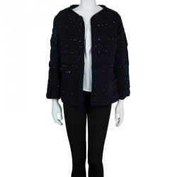 Pre Owned جاكيت فالنتينو أزرق كحلي صوف فليس مزخرف S
