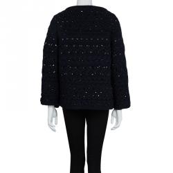 Pre Owned جاكيت فالنتينو أزرق كحلي صوف فليس مزخرف S