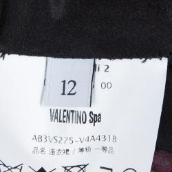 Pre Owned Valentino Floral Printed Silk Flounce Dress L