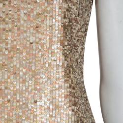 Pre Owned Valentino Gold All-Over Sequin Embellished Sleeveless Top M