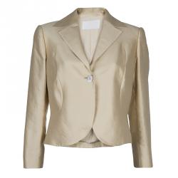 Pre Owned Valentino Muted Gold Notched Collar Blazer L