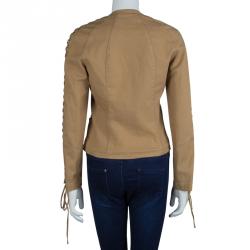 Pre Owned Valentino Dark Beige Criss-Cross Eyelet Detail Jacket M