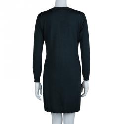 Pre Owned Valentino Dark Green Lace Overlay Knit Dress M