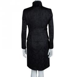 Pre Owned Valentino Black Floral Lurex Jacquard Dress and Blazer Set M