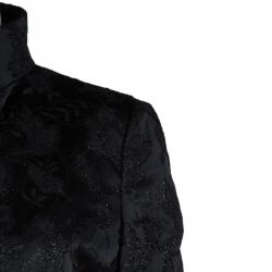 Pre Owned Valentino Black Floral Lurex Jacquard Dress and Blazer Set M