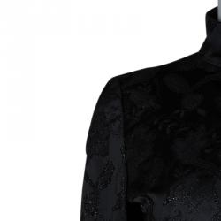 Pre Owned Valentino Black Floral Lurex Jacquard Dress and Blazer Set M