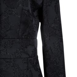 Pre Owned Valentino Black Floral Lurex Jacquard Dress and Blazer Set M