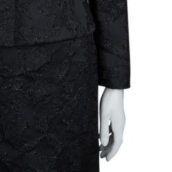 Pre Owned Valentino Black Floral Lurex Jacquard Dress and Blazer Set M
