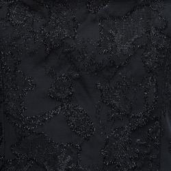 Pre Owned Valentino Black Floral Lurex Jacquard Dress and Blazer Set M