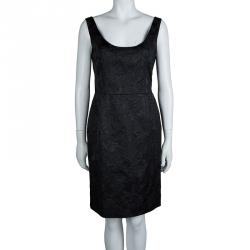 Pre Owned Valentino Black Floral Lurex Jacquard Dress and Blazer Set M