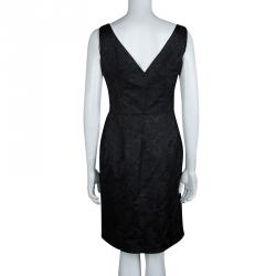 Pre Owned Valentino Black Floral Lurex Jacquard Dress and Blazer Set M