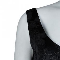 Pre Owned Valentino Black Floral Lurex Jacquard Dress and Blazer Set M