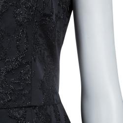 Pre Owned Valentino Black Floral Lurex Jacquard Dress and Blazer Set M