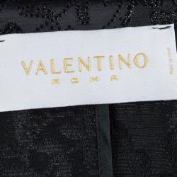 Pre Owned Valentino Black Floral Lurex Jacquard Dress and Blazer Set M