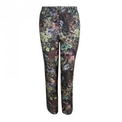 Pre Owned Valentino Multicolor Floral Printed Silk Drawstring Detail Pants L