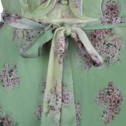 Pre Owned Valentino Green Floral Chiffon Dress M