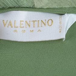 Pre Owned Valentino Green Floral Chiffon Dress M