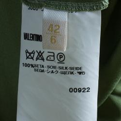 Pre Owned Valentino Green Floral Chiffon Dress M