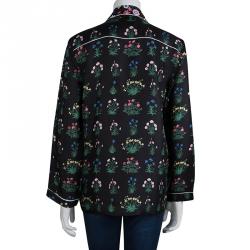 Pre Owned Valentino Black Floral Printed Silk Shirt S