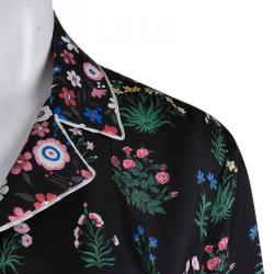 Pre Owned Valentino Black Floral Printed Silk Shirt S