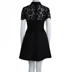 Pre Owned Valentino Black Lace Collar Detail Dress M