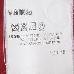 Pre Owned Valentino Red Bow Detail Gathered High Low Maxi Skirt L